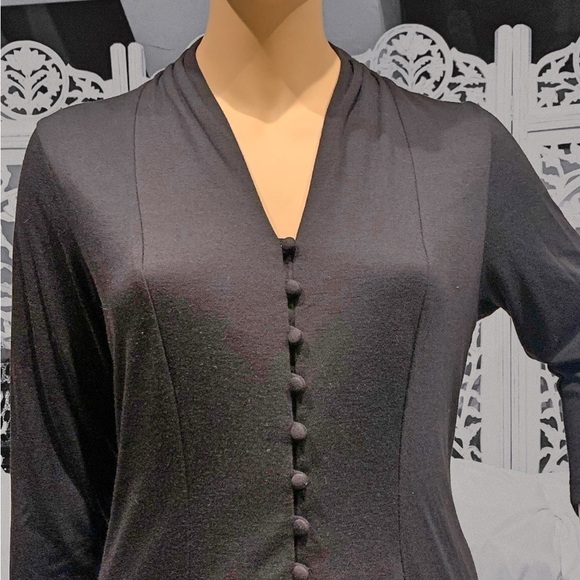 Daphne Grey Witchy Midi Dress Size A8 (14/16?) Black Button Front Goth Halloween - Picture 2 of 12